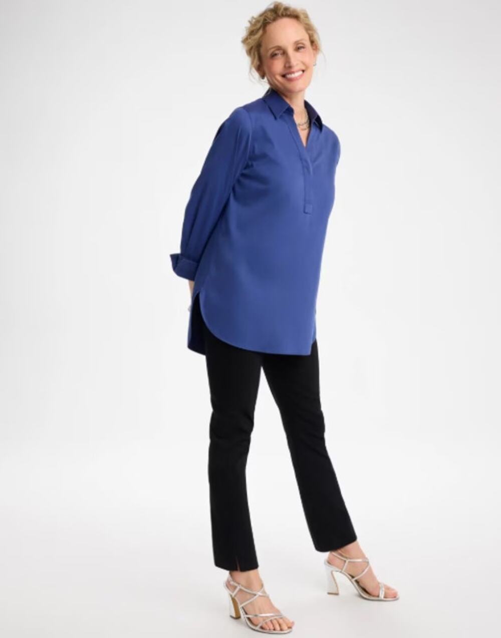 Chico’s Brigitte Black Tech Pull On Slim Straight Pants Size 2.5R 14 EUC